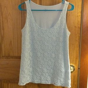 Light Blue/Teal LOFT Outlet Lace Tank